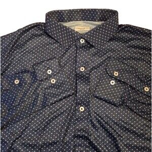 NWOT Collars & Co Quattro Flex Long Sleeve Shirt 2XL Blue Microprint Dress Polo